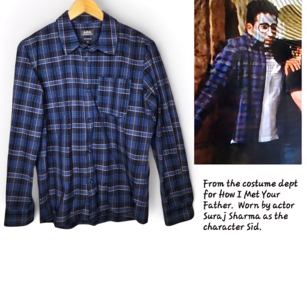A.P.C. Trek Check Overshirt in Dark Blue Size S